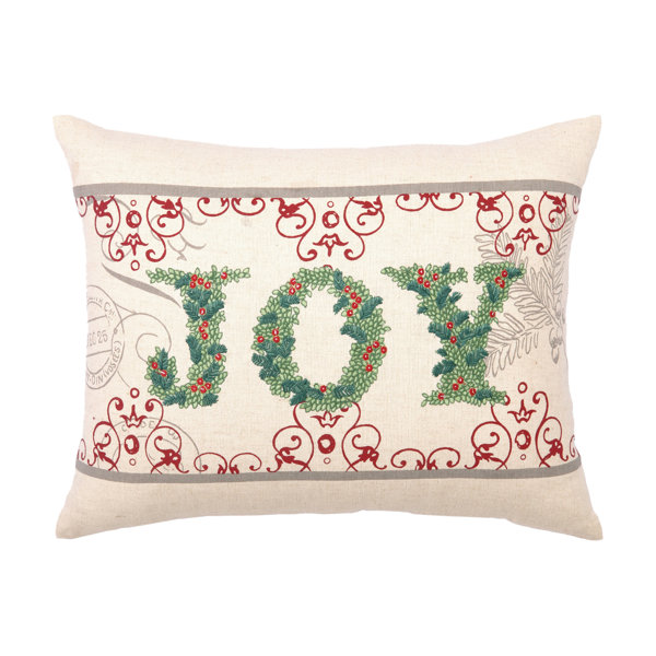 Peking Handicraft Joy Embroidery Cotton Lumbar Pillow & Reviews Wayfair